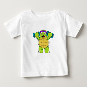 Turtle at Strength Training & Dumbells Baby T-shirt