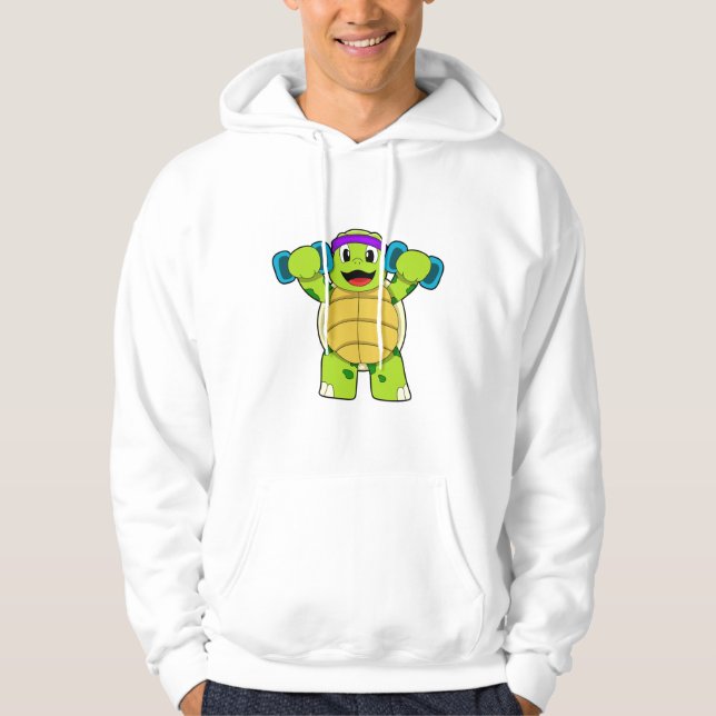 Turtle at Strength Training & Dumbells Hoodie (Vorderseite)