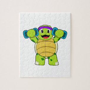 Turtle at Strength Training & Dumbells Puzzle