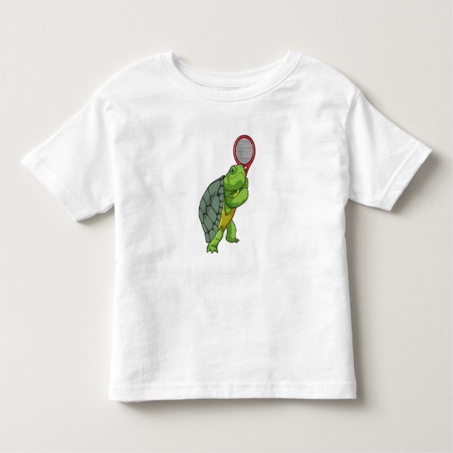 Turtle at Tennis with Tennis racket Kleinkind T-shirt (Vorderseite)