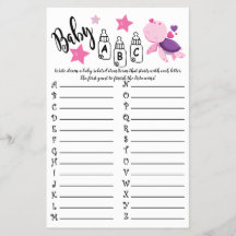 TURTLE BABY ABC BABY SHOWER GAME CARD