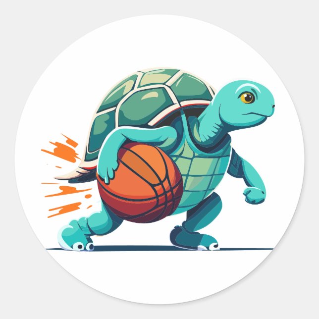 Turtle Baller Runder Aufkleber (Vorderseite)