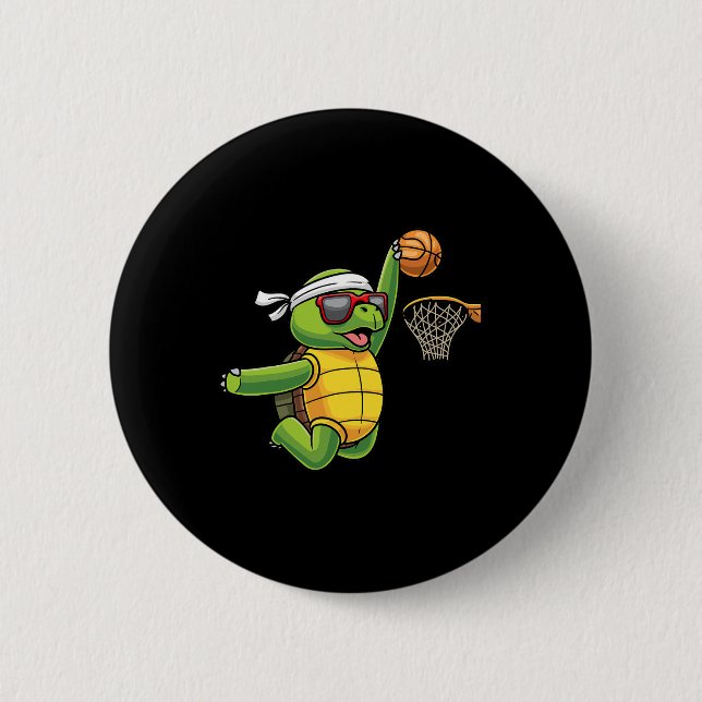Turtle Basketball Sport Meer Tortoise Play Button (Vorderseite)