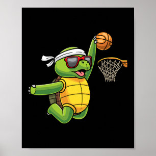 Turtle Basketball Sport Meer Tortoise Play Poster