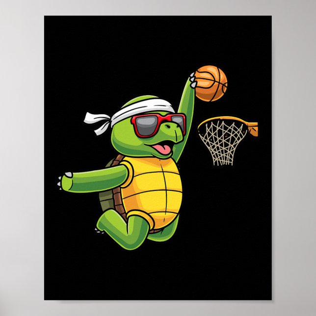 Turtle Basketball Sport Meer Tortoise Play Poster (Vorne)
