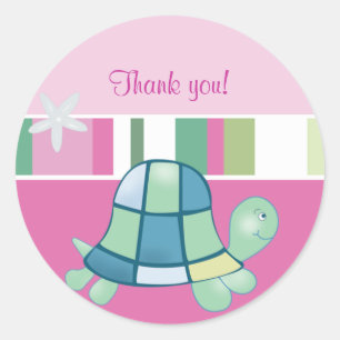 Turtle Bay Pink Runde Danke-Gunst-Sticker Runder Aufkleber