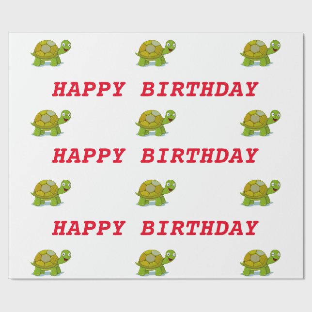 Turtle Birthday Geschenkpapier (Flach)