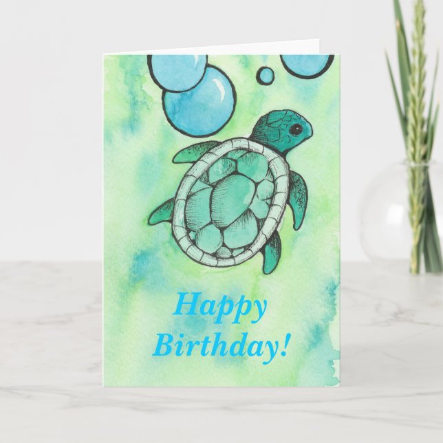Turtle Birthday Karte (Vorderseite)
