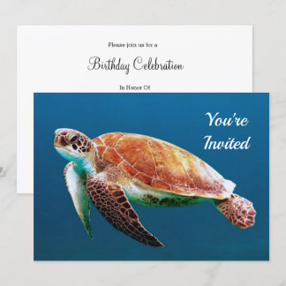Turtle Blue Water Sea Foto Geburtstag Einladung