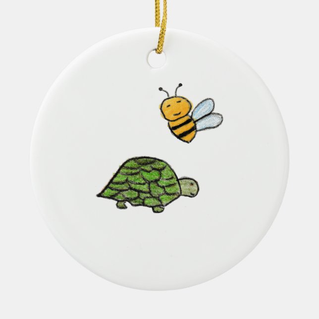 Turtle Bumblebee Keramik Ornament (Vorne)