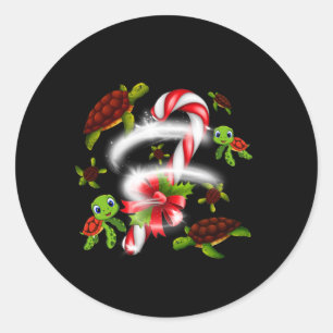 Turtle Candy Sweet Christmas Runder Aufkleber