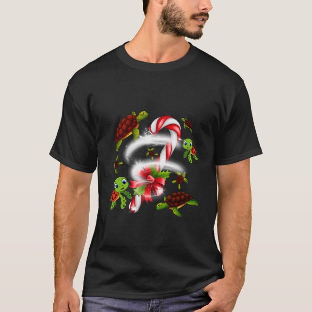 Turtle Candy Sweet Weihnachten T-Shirt (Vorderseite)