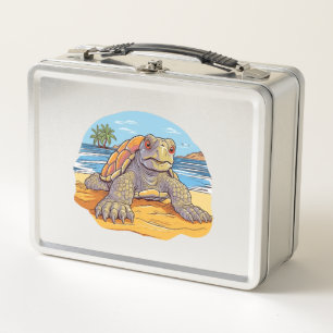 Turtle-Cartoon-Strand Metall Brotdose