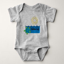 Turtle Chillaxing Design - Baby Jersey Bodysuit Baby Strampler