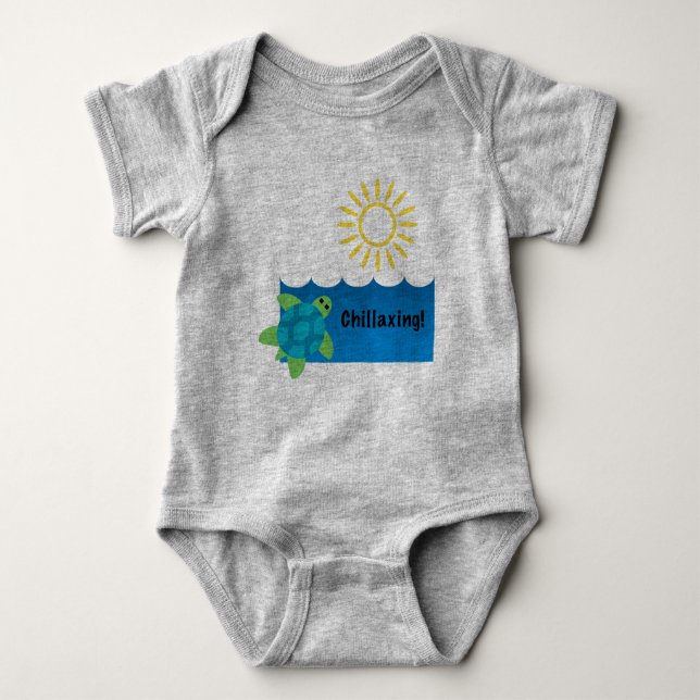Turtle Chillaxing Design - Baby Jersey Bodysuit Baby Strampler (Vorderseite)