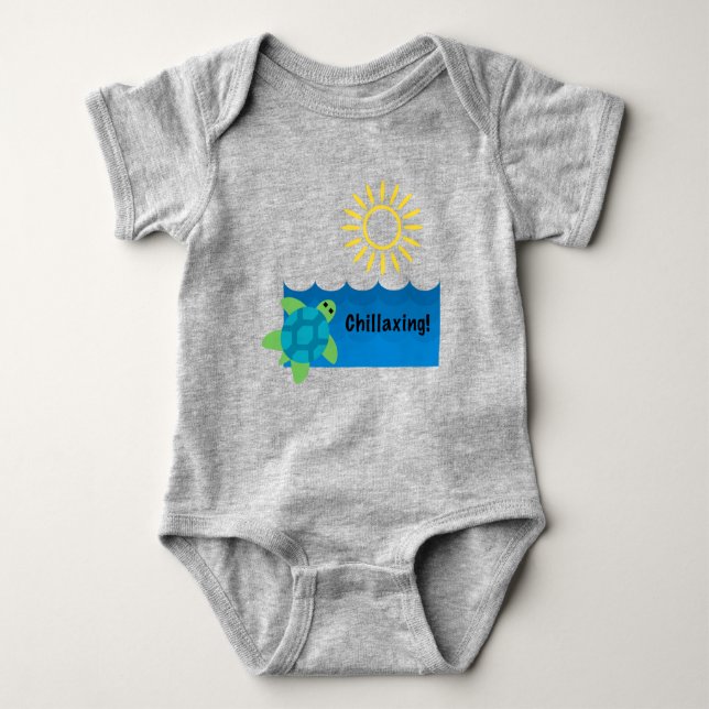 Turtle Chillaxing Design - Baby Jersey Bodysuit Baby Strampler (Vorderseite)