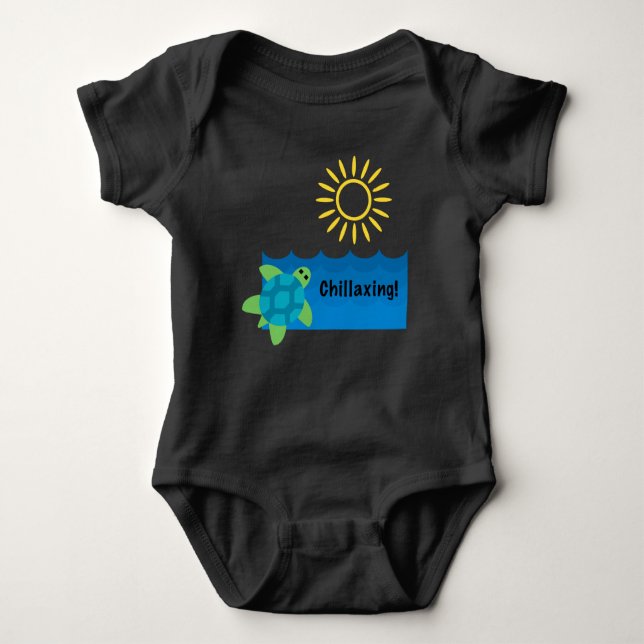 Turtle Chillaxing Design - Baby Jersey Bodysuit Baby Strampler (Vorderseite)