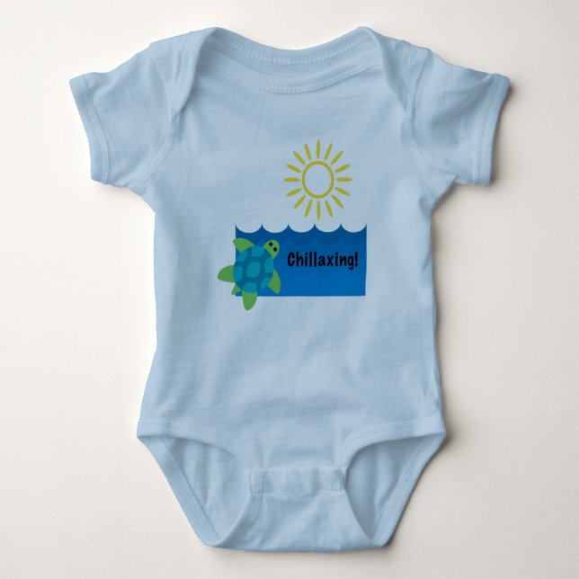 Turtle Chillaxing Design - Baby Jersey Bodysuit Baby Strampler (Vorderseite)