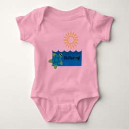 Turtle Chillaxing Design - Baby Jersey Bodysuit Baby Strampler