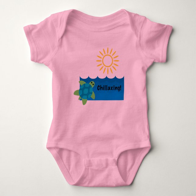 Turtle Chillaxing Design - Baby Jersey Bodysuit Baby Strampler (Vorderseite)