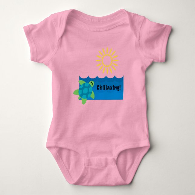 Turtle Chillaxing Design - Baby Jersey Bodysuit Baby Strampler (Vorderseite)