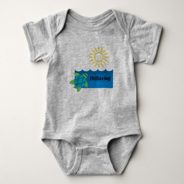 Turtle Chillaxing Design - Baby Jersey Bodysuit Strampler (Vorderseite)