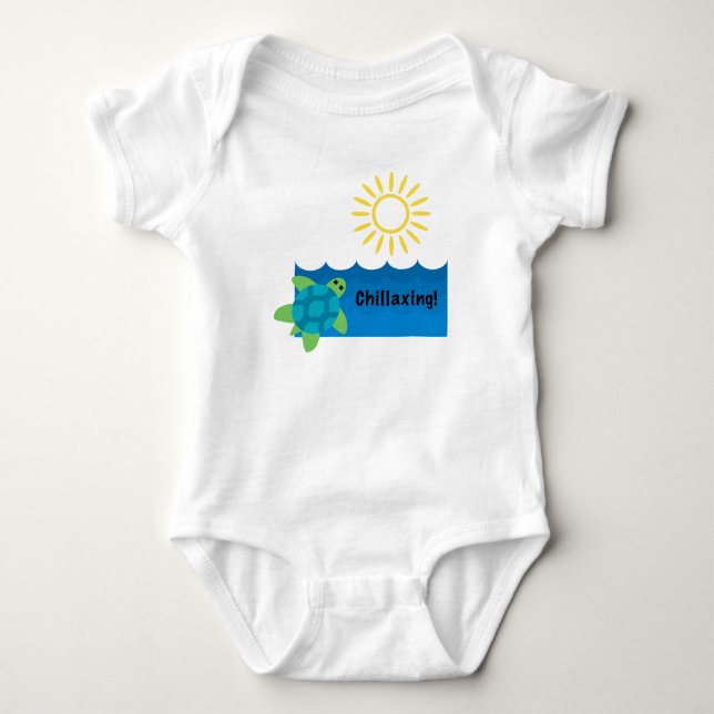 Turtle Chillaxing Design - Baby Jersey Bodysuit Strampler (Vorderseite)