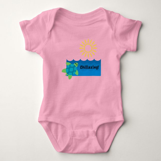 Turtle Chillaxing Design - Baby Jersey Bodysuit Strampler (Vorderseite)