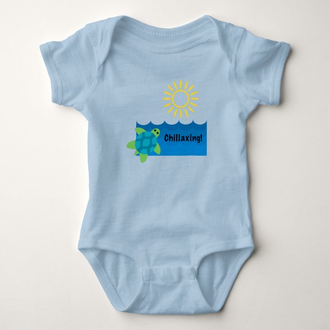 Turtle Chillaxing Design - Baby Jersey Bodysuit Strampler (Vorderseite)