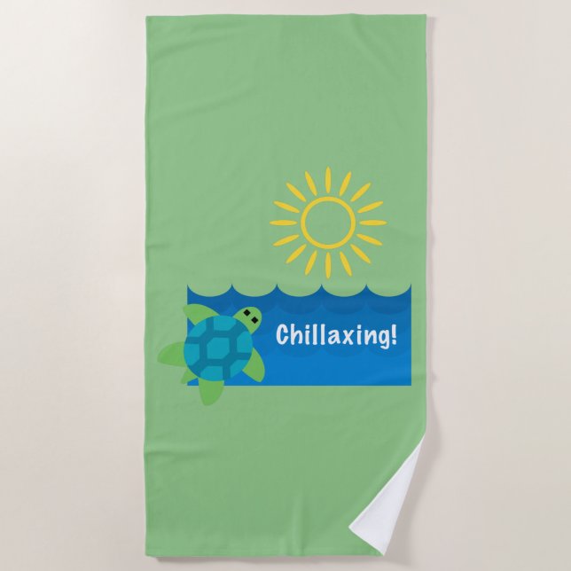 Turtle Chillaxing Design - Strandtuch (Vorderseite)