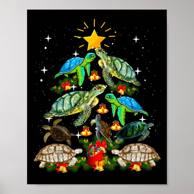 Turtle Christmas Tree Shirt  Poster (Vorne)