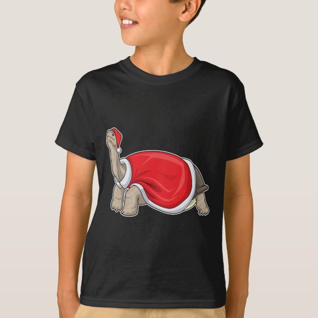 Turtle Christmas Weihnachtsmannmütze T-Shirt (Vorderseite)