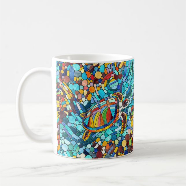 Turtle Colorful Mosaik Art Kaffeetasse (Links)