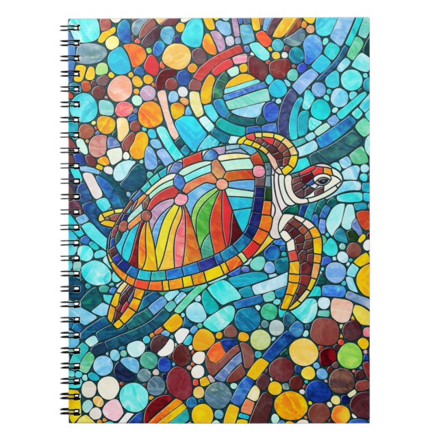 Turtle Colorful Mosaik Art Notizblock (Vorderseite)