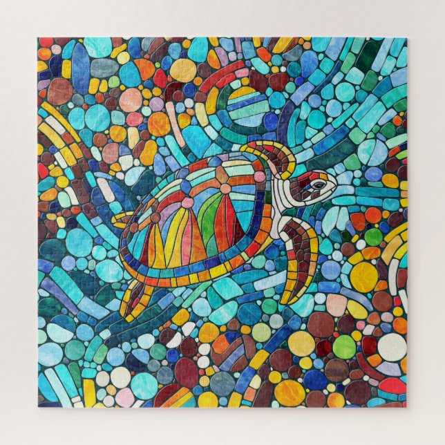 Turtle Colorful Mosaik Art Puzzle (Vertikal)