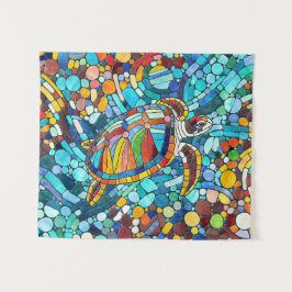 Turtle Colorful Mosaik Art Wandteppich