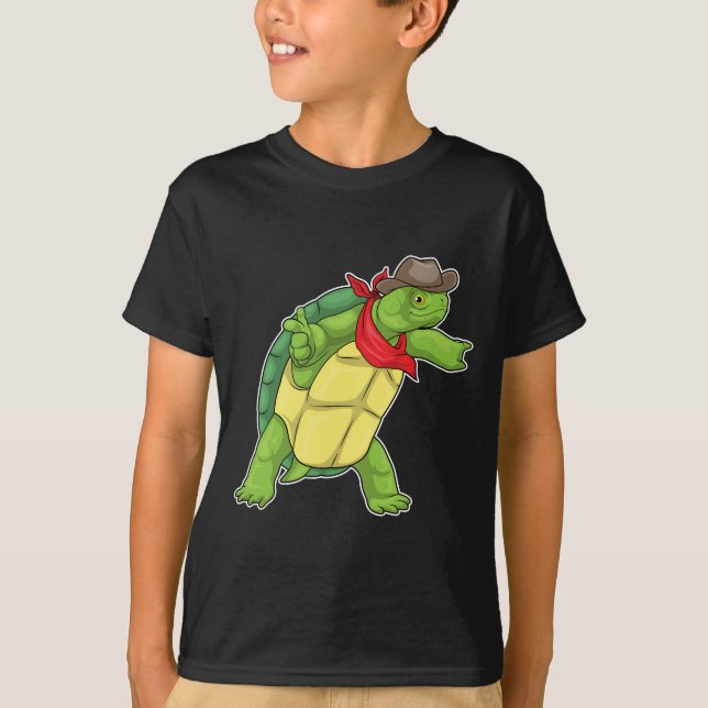 Turtle Cowboy Cowboy-Hut T-Shirt (Vorderseite)