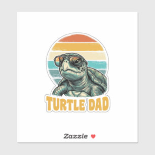 Turtle Dad Retro Sonnenuntergang Vintage Gravur Ve Aufkleber