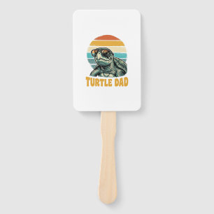 Turtle Dad Retro Sonnenuntergang Vintage Gravur Ve Fächer
