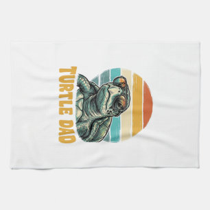 Turtle Dad Retro Sonnenuntergang Vintage Gravur Ve Geschirrtuch