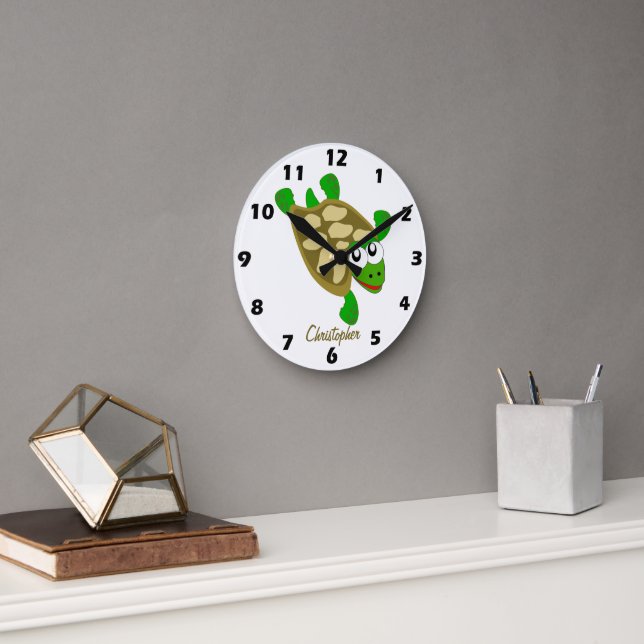 Turtle-Design Personalisiert Runde Wanduhr (Büro)