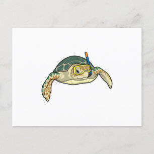 Turtle Diver Snorkel Postkarte