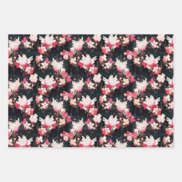 Turtle Dove Gift Wrap, Flachblatt Set 3 Geschenkpapier Set