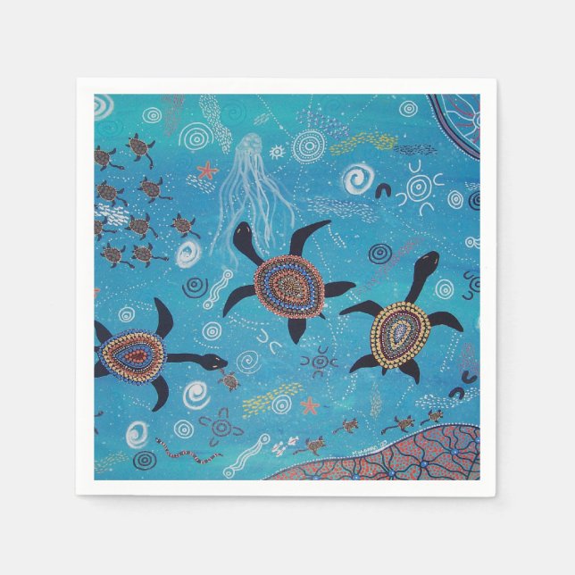 Turtle Dreaming Aborigine Art Napkins Serviette (Vorderseite)