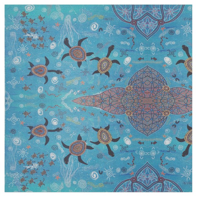Turtle Dreaming Aborigine Design Fabric Stoff (Nahaufnahme)