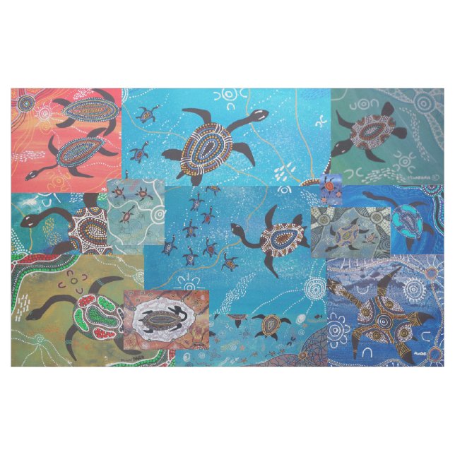 Turtle Dreaming Collage Aborigine Fabric Stoff (Yard (91,4 cm))