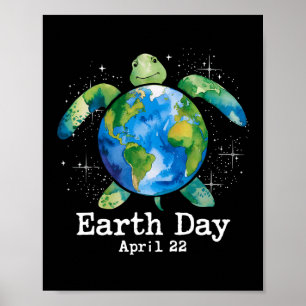 Turtle Earth Day Shirt für Frauen Kindererziehung Poster