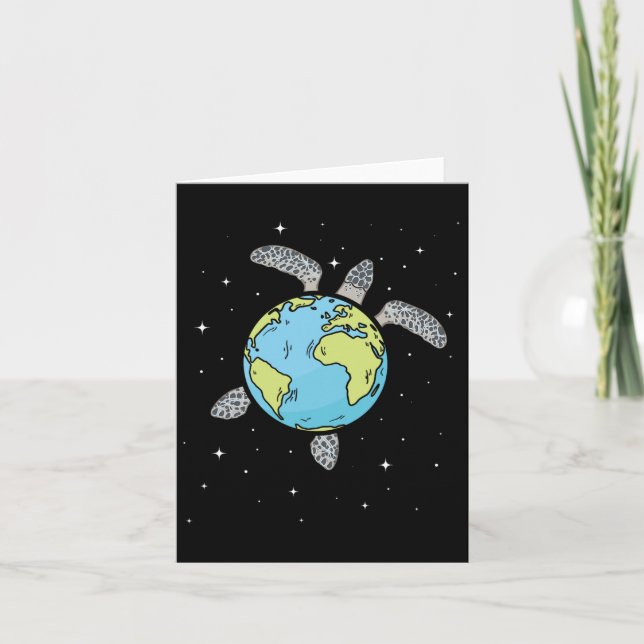 Turtle Earth Sea Turtle Earth Day Turtle Planet Karte (Vorderseite)
