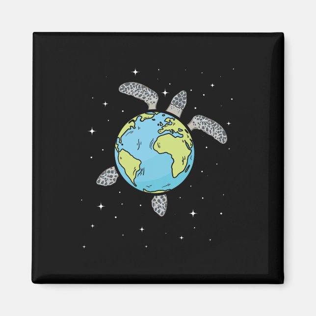 Turtle Earth Sea Turtle Earth Day Turtle Planet Magnet (Vorne)