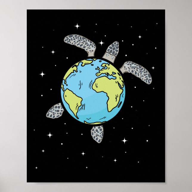 Turtle Earth Sea Turtle Earth Day Turtle Planet Poster (Vorne)